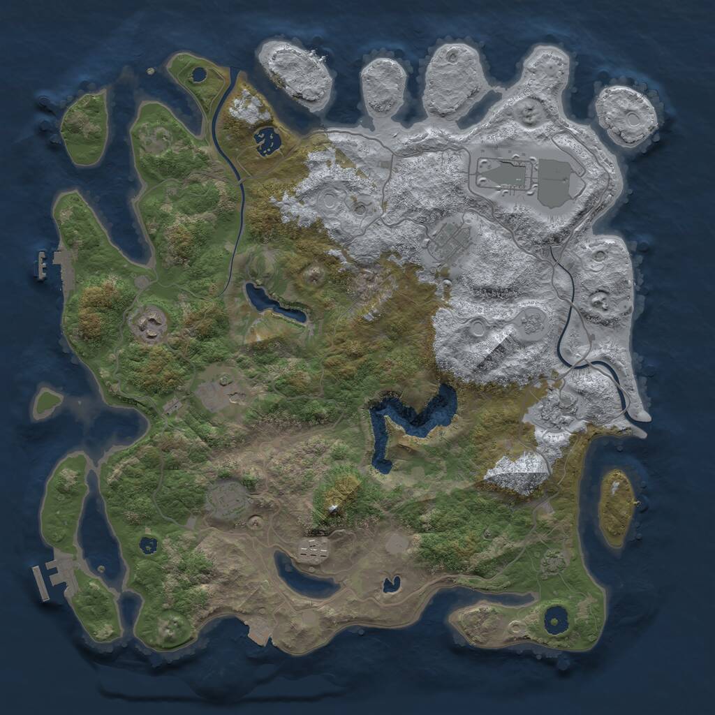 Rust Map: Procedural Map, Size: 4000, Seed: 265851634, 14 Monuments