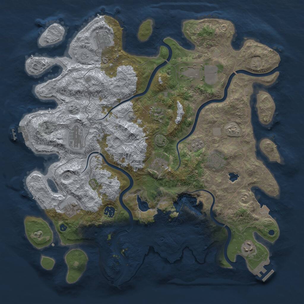 Rust Map: Procedural Map, Size: 4136, Seed: 1237, 16 Monuments