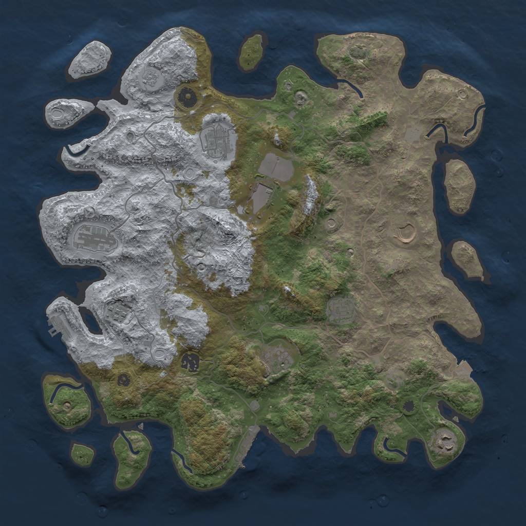 Rust Map: Procedural Map, Size: 4136, Seed: 1237, 17 Monuments