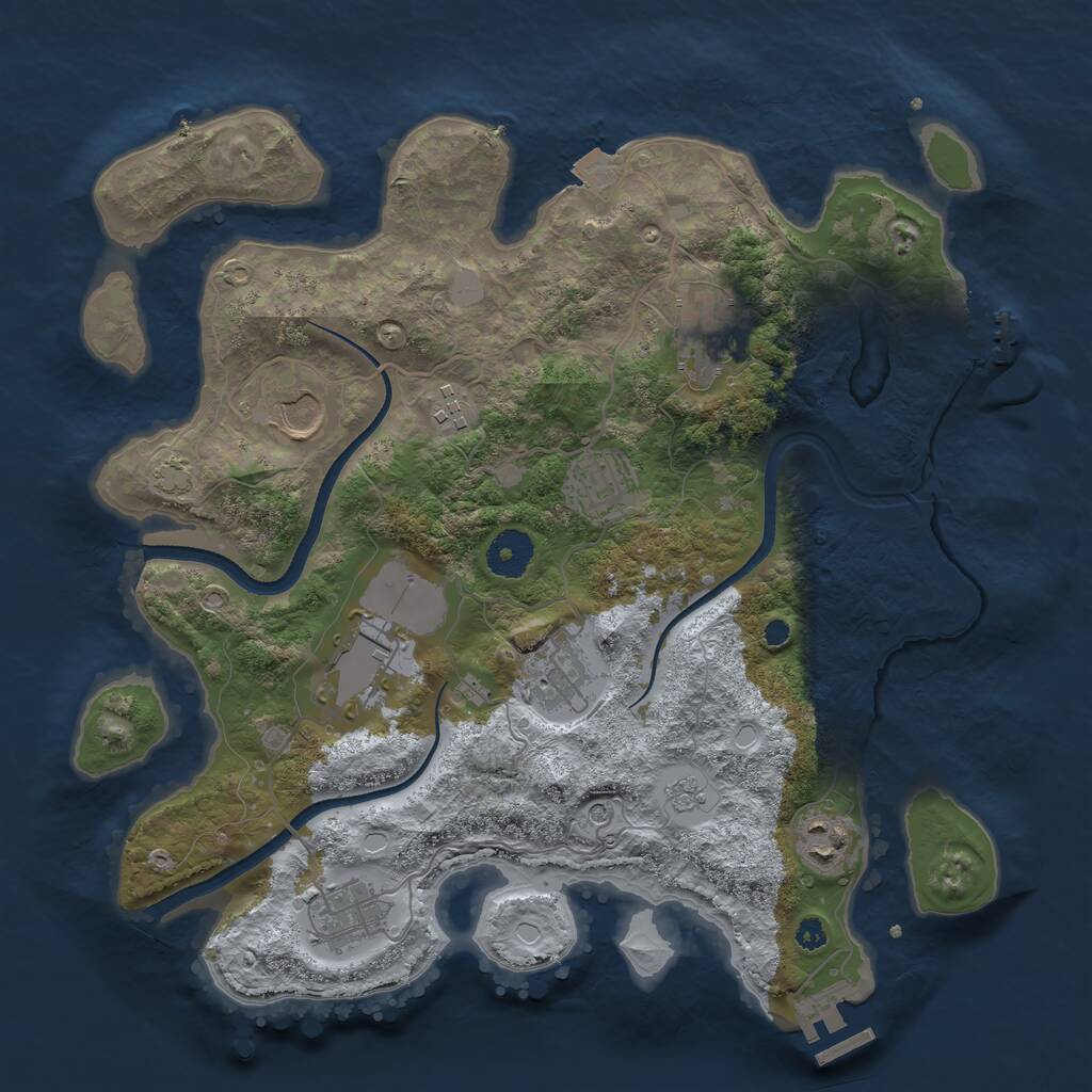 Rust Map: Procedural Map, Size: 3500, Seed: 41919628, 14 Monuments