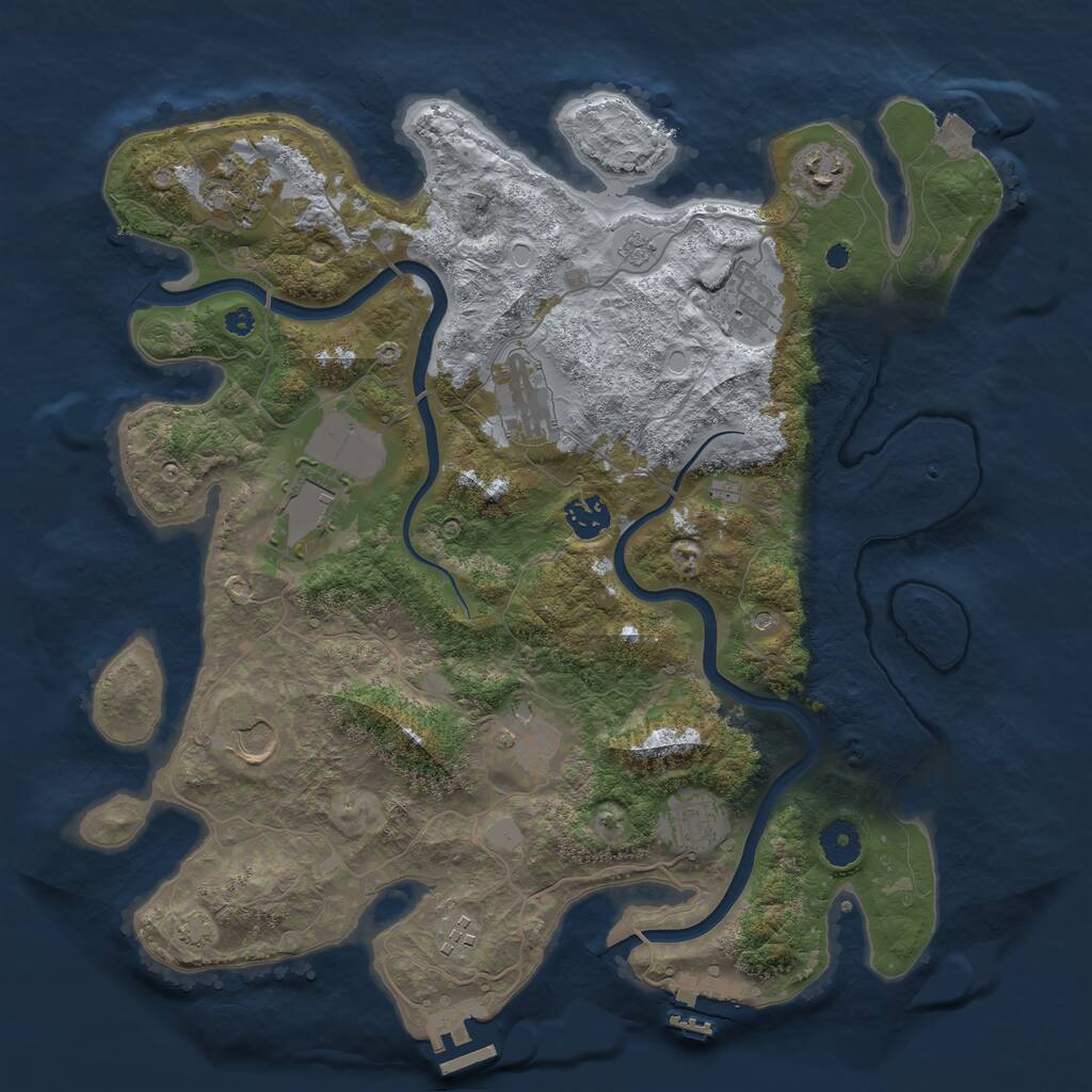 Rust Map: Procedural Map, Size: 3800, Seed: 57004353, 16 Monuments