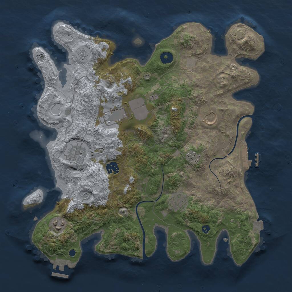 Rust Map: Procedural Map, Size: 3500, Seed: 77553118, 13 Monuments