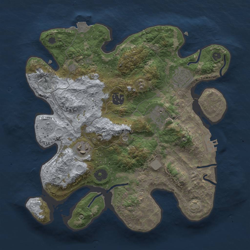 Rust Map: Procedural Map, Size: 3000, Seed: 51500, 11 Monuments