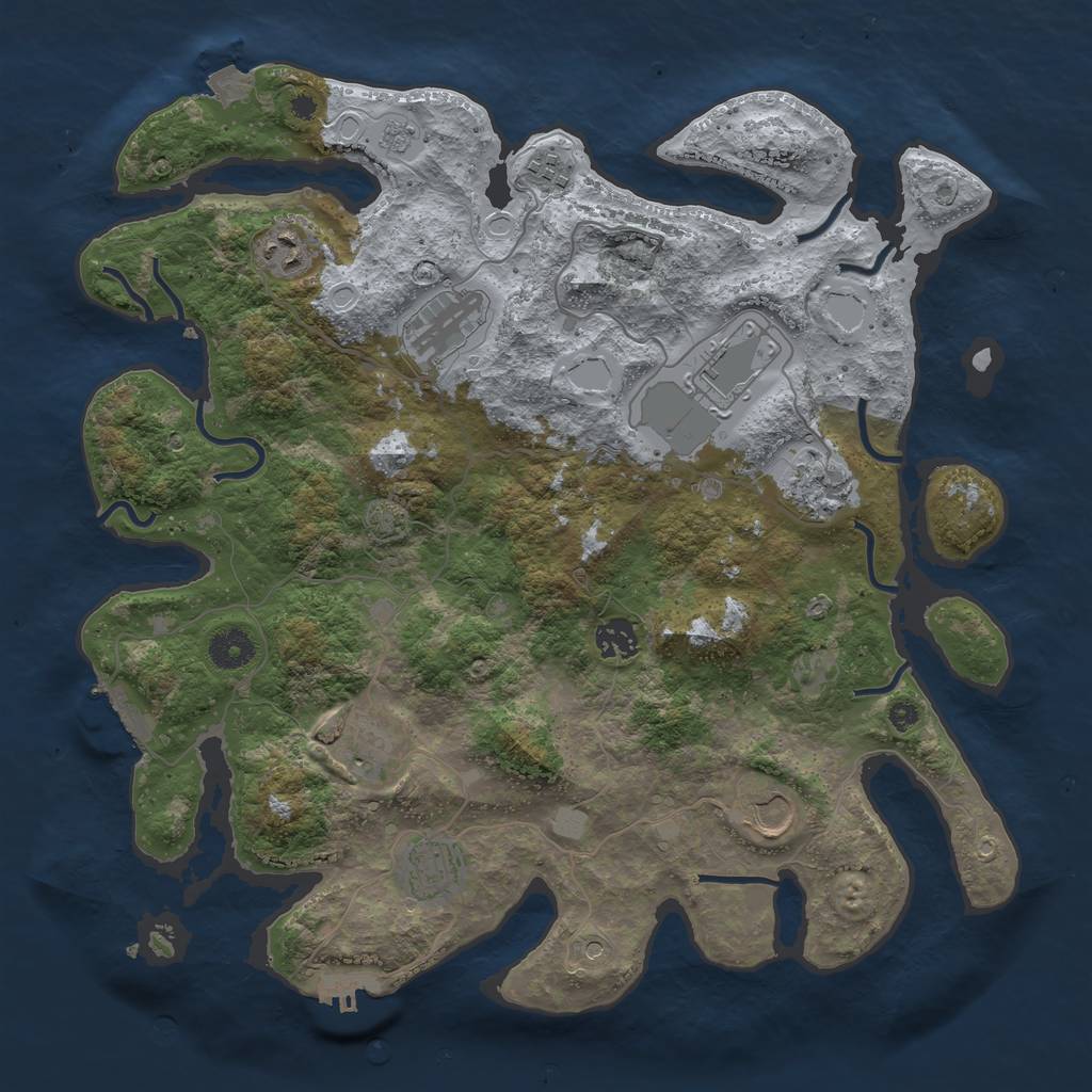 Rust Map: Procedural Map, Size: 3850, Seed: 4178080, 17 Monuments