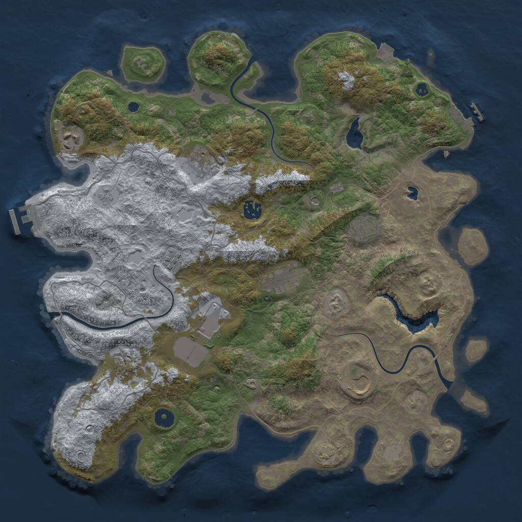 Rust Map: Procedural Map, Size: 4100, Seed: 73827608, 15 Monuments