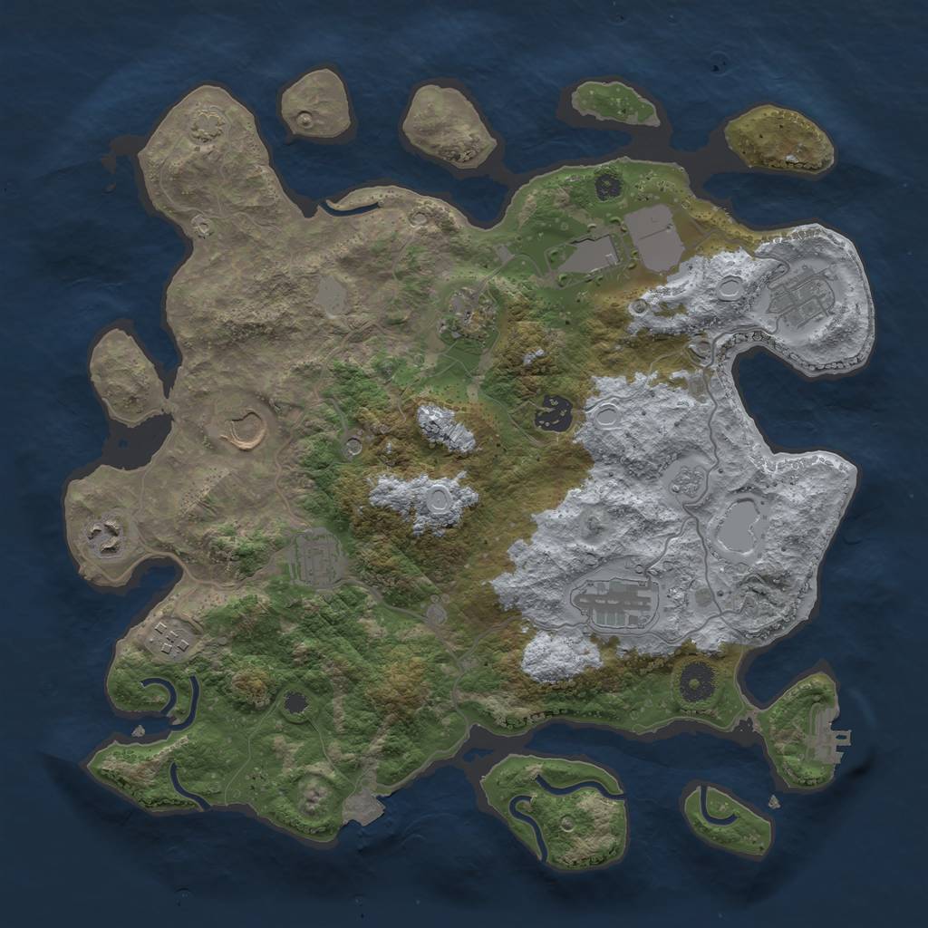 Rust Map: Procedural Map, Size: 3650, Seed: 28551964, 16 Monuments