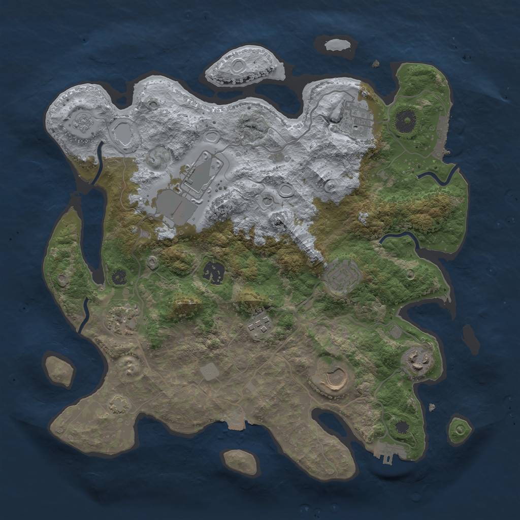 Rust Map: Procedural Map, Size: 3500, Seed: 9328, 16 Monuments