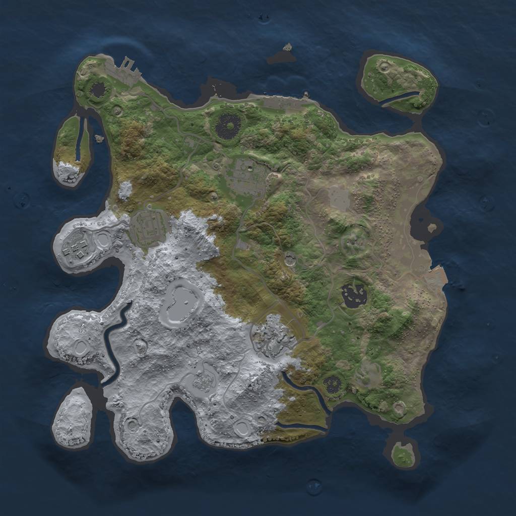 Rust Map: Procedural Map, Size: 3000, Seed: 965645238, 12 Monuments