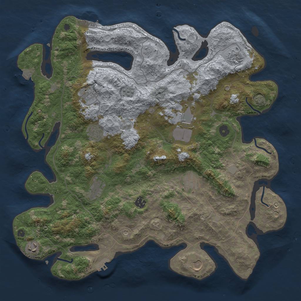 Rust Map: Procedural Map, Size: 4200, Seed: 608468423, 18 Monuments