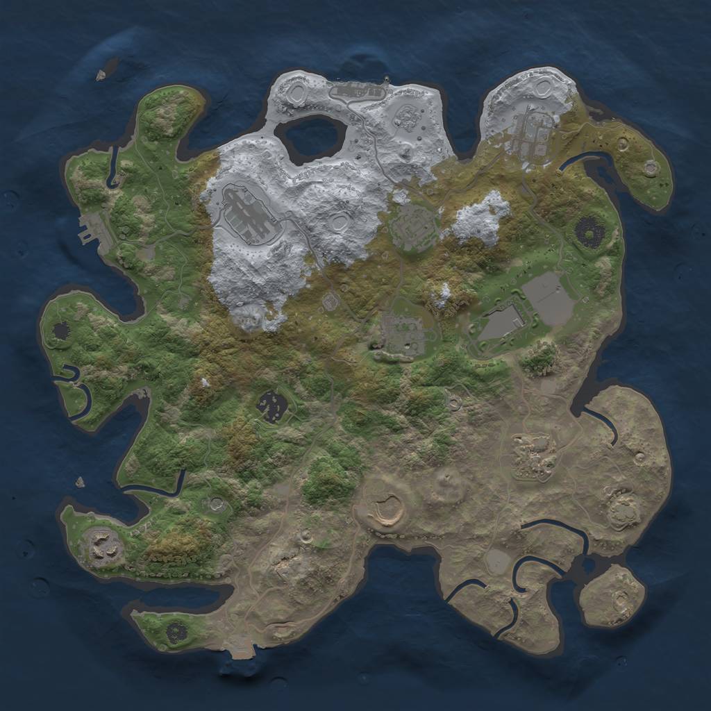 Rust Map: Procedural Map, Size: 3500, Seed: 2074789183, 17 Monuments