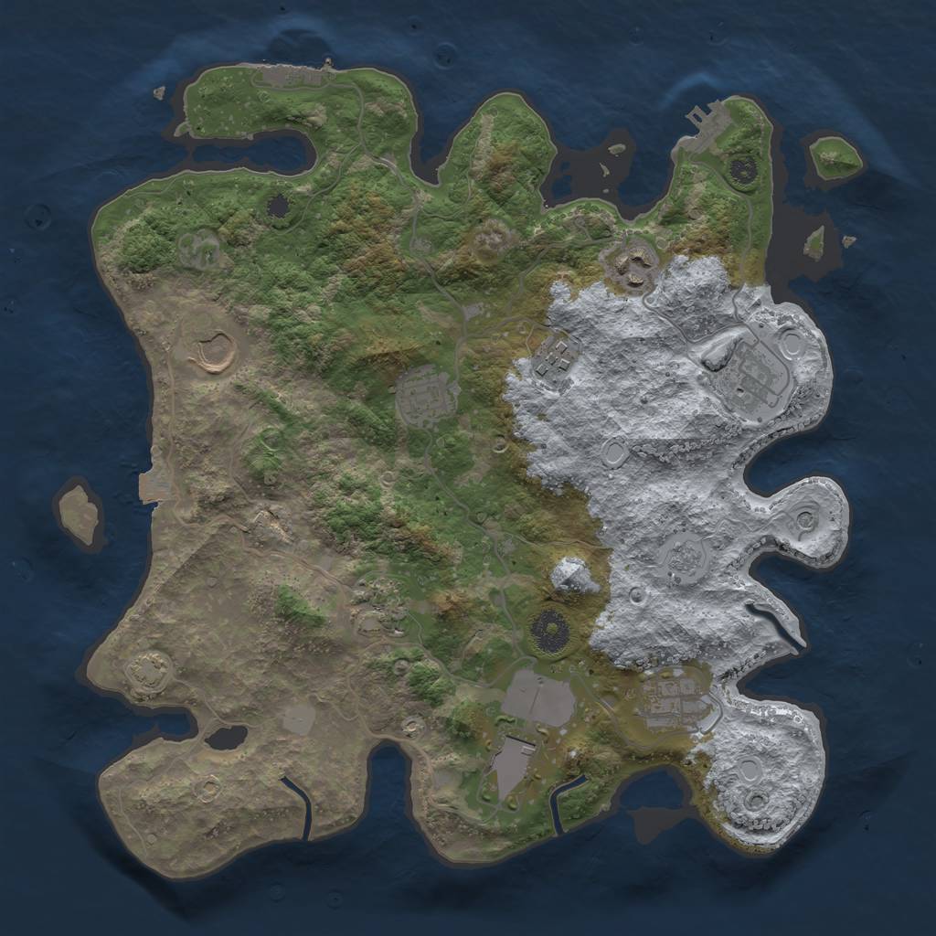 Rust Map: Procedural Map, Size: 3500, Seed: 704540007, 16 Monuments