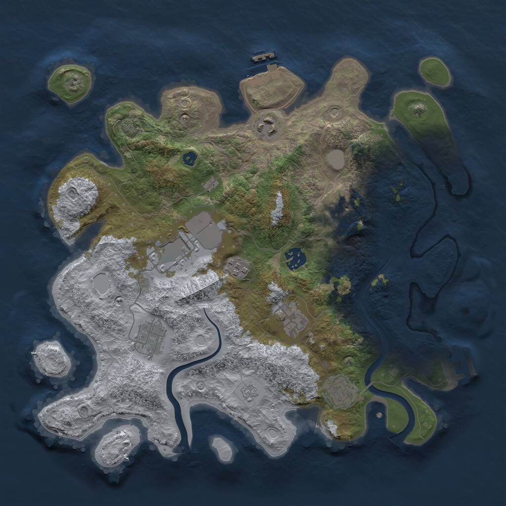 Rust Map: Procedural Map, Size: 3550, Seed: 39456607, 14 Monuments