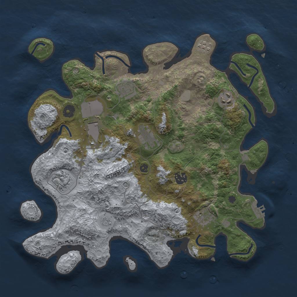 Rust Map: Procedural Map, Size: 3550, Seed: 39456607, 14 Monuments