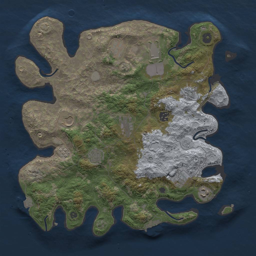 Rust Map: Procedural Map, Size: 3750, Seed: 428363, 17 Monuments