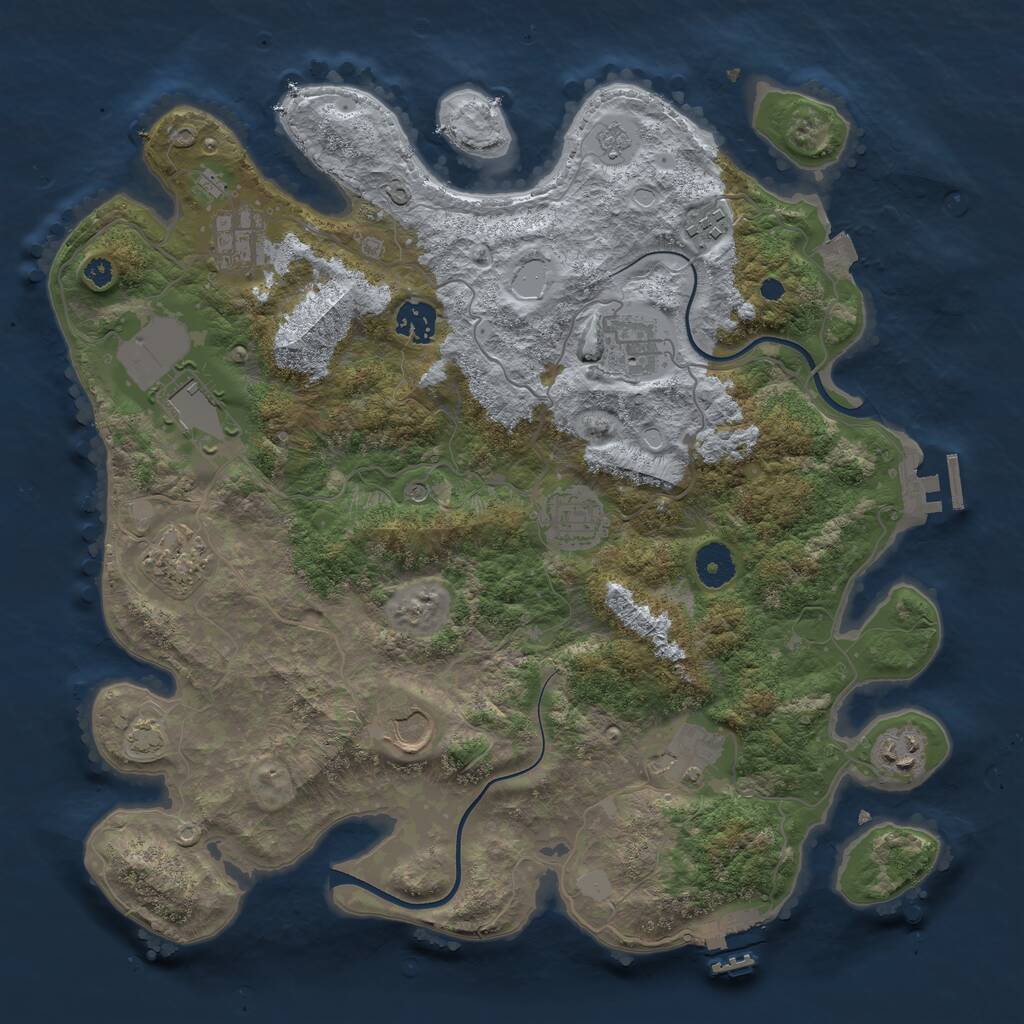 Rust Map: Procedural Map, Size: 3700, Seed: 91613374, 16 Monuments