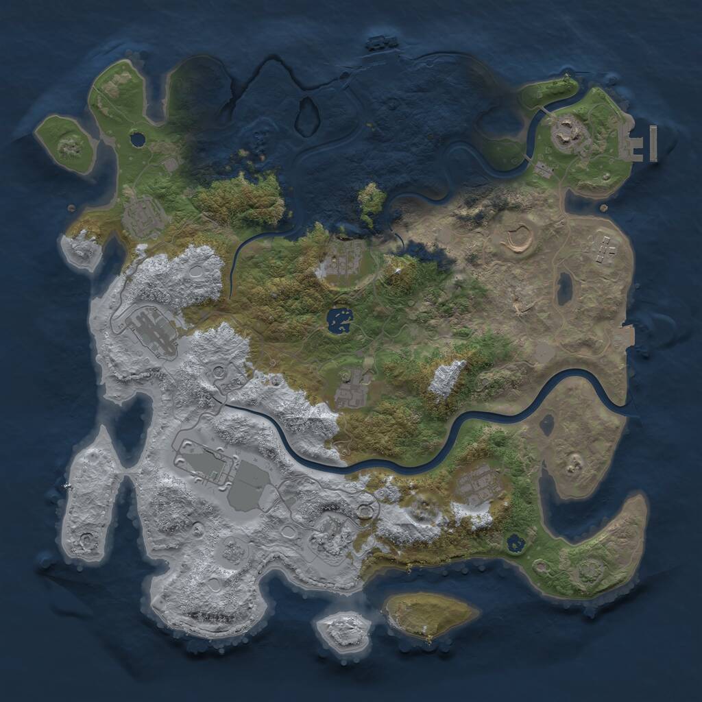Rust Map: Procedural Map, Size: 3900, Seed: 89161674, 17 Monuments