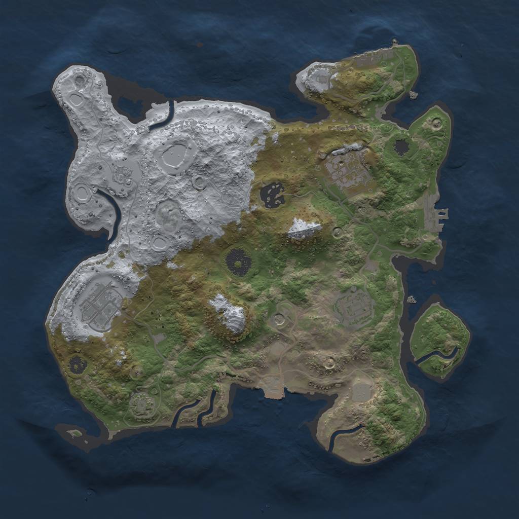 Rust Map: Procedural Map, Size: 3000, Seed: 916574780, 12 Monuments