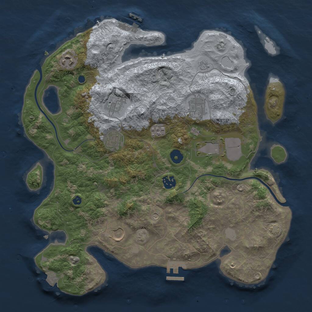 Rust Map: Procedural Map, Size: 3550, Seed: 40416009, 14 Monuments
