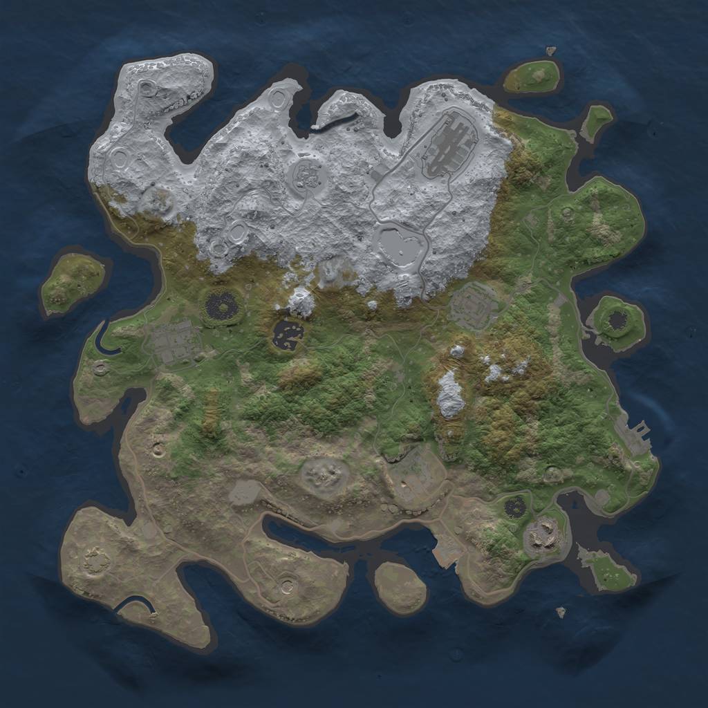 Rust Map: Procedural Map, Size: 3450, Seed: 79001552, 13 Monuments