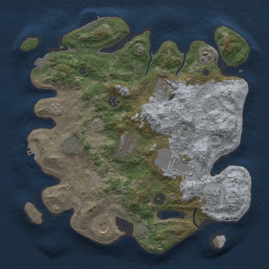 Rust Map: Procedural Map, Size: 3500, Seed: 1537394857, 17 Monuments