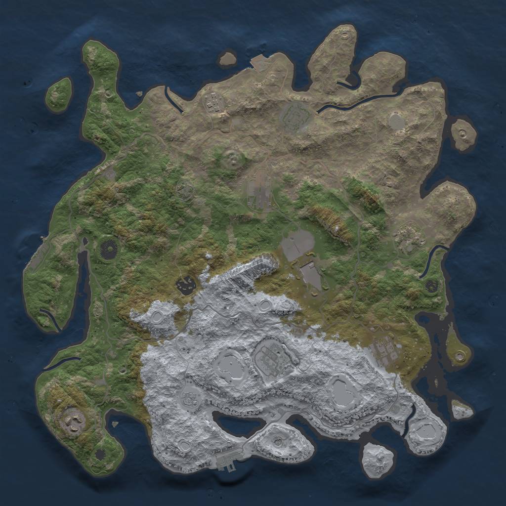 Rust Map: Procedural Map, Size: 4000, Seed: 30915884, 17 Monuments