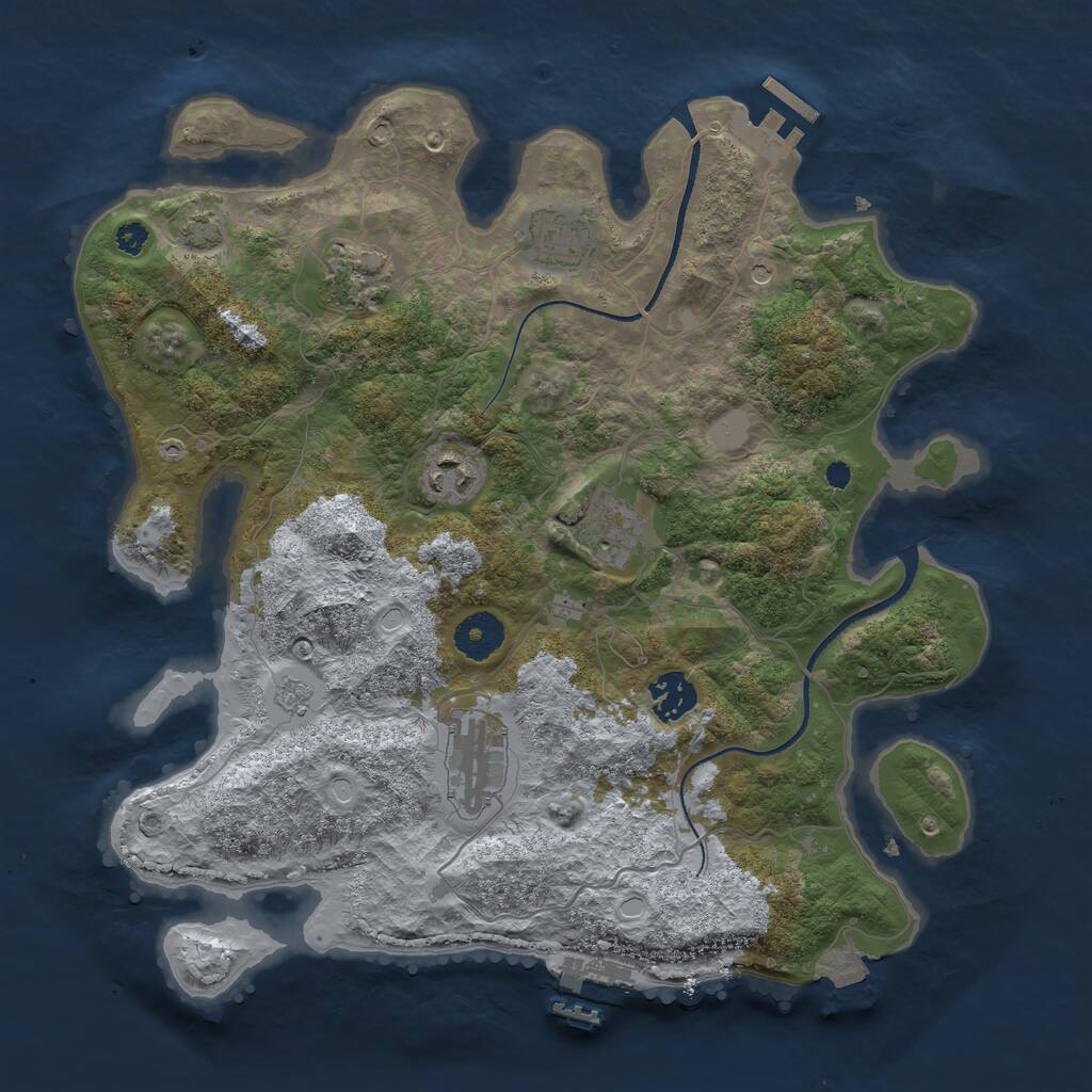 Rust Map: Procedural Map, Size: 3450, Seed: 95330961, 12 Monuments