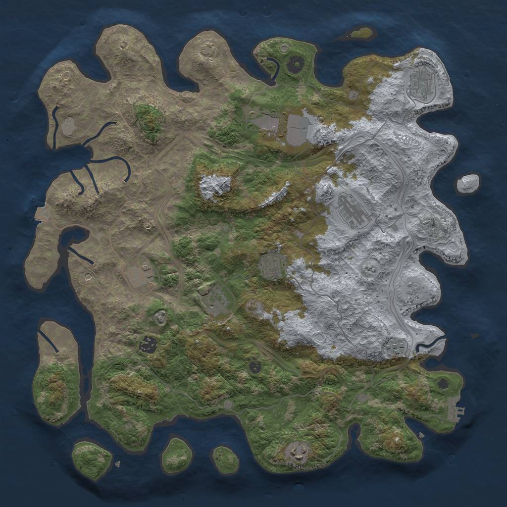 Rust Map: Procedural Map, Size: 4300, Seed: 22436137, 16 Monuments