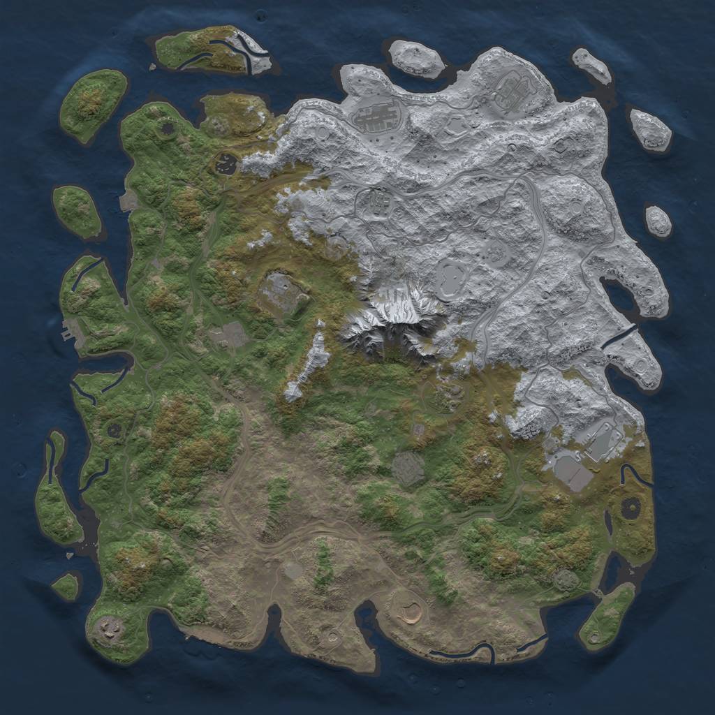 Rust Map: Procedural Map, Size: 5000, Seed: 1987966561, 19 Monuments
