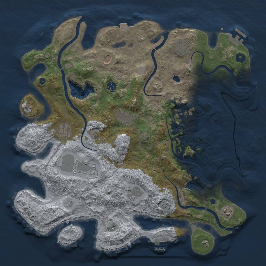 Rust Map: Procedural Map, Size: 4100, Seed: 3692698, 16 Monuments