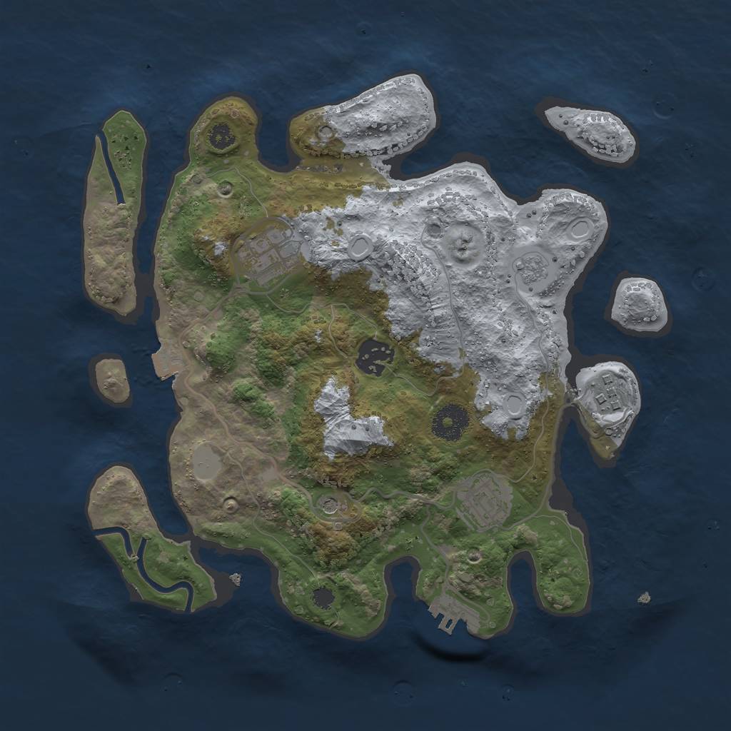Rust Map: Procedural Map, Size: 3000, Seed: 266803689, 10 Monuments