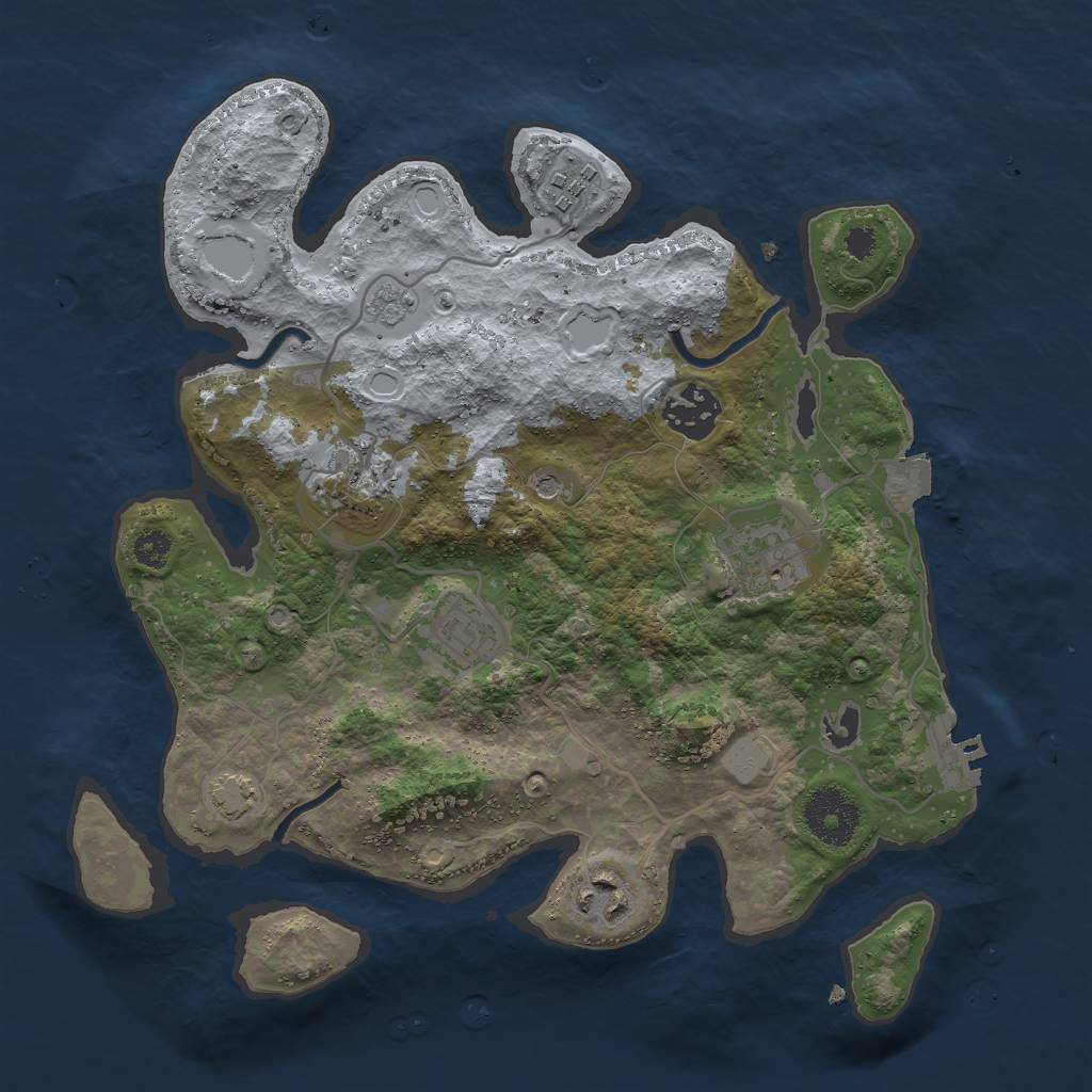 Rust Map: Procedural Map, Size: 3000, Seed: 74269874, 13 Monuments