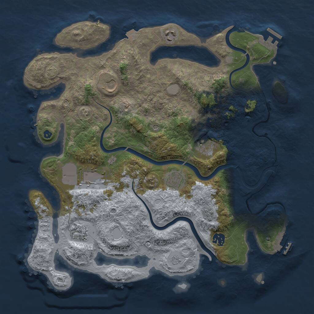 Rust Map: Procedural Map, Size: 3750, Seed: 18283997, 14 Monuments