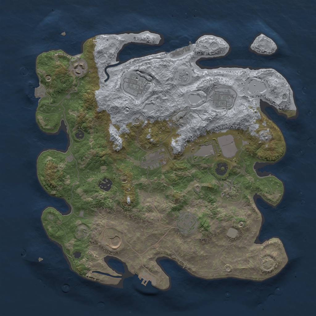 Rust Map: Procedural Map, Size: 3650, Seed: 35065188, 17 Monuments