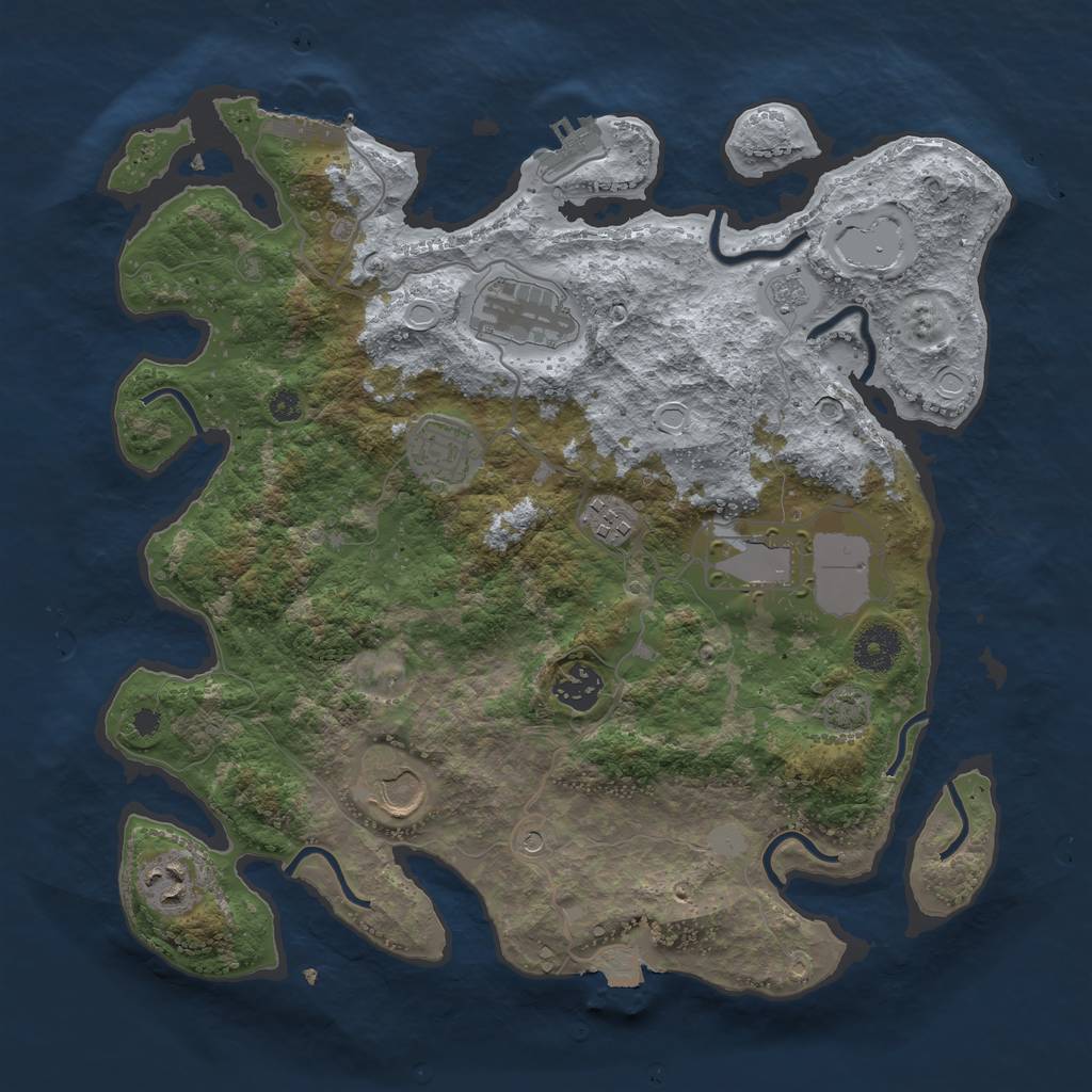 Rust Map: Procedural Map, Size: 3500, Seed: 38743234, 15 Monuments