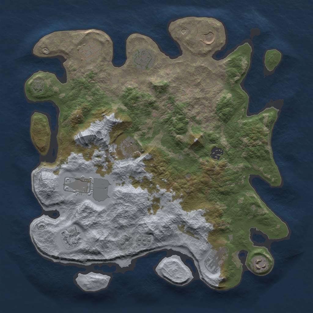 Rust Map: Barren, Size: 3700, Seed: 500, 14 Monuments