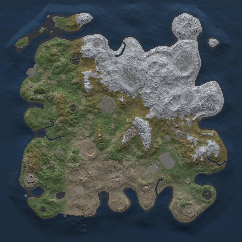 Rust Map: Procedural Map, Size: 3700, Seed: 33295943, 16 Monuments