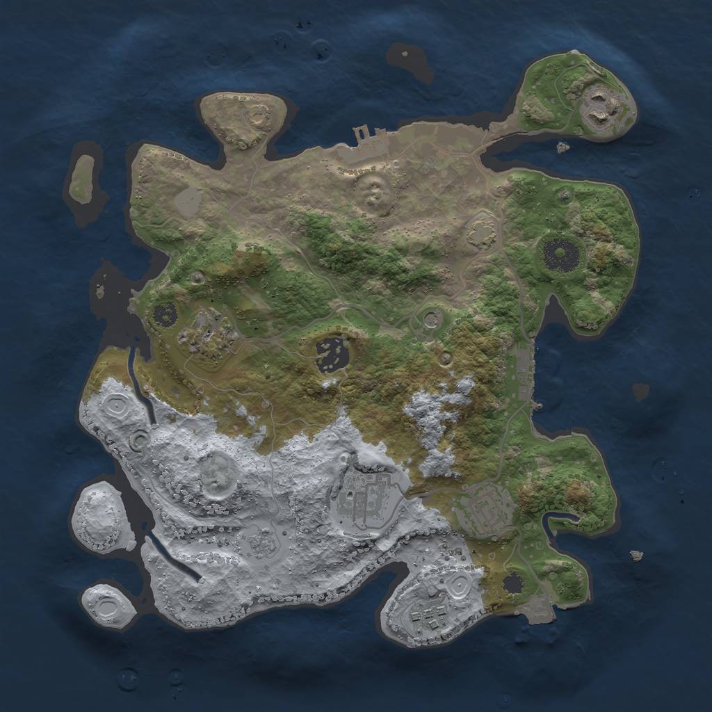 Rust Map: Procedural Map, Size: 3000, Seed: 715482972, 14 Monuments