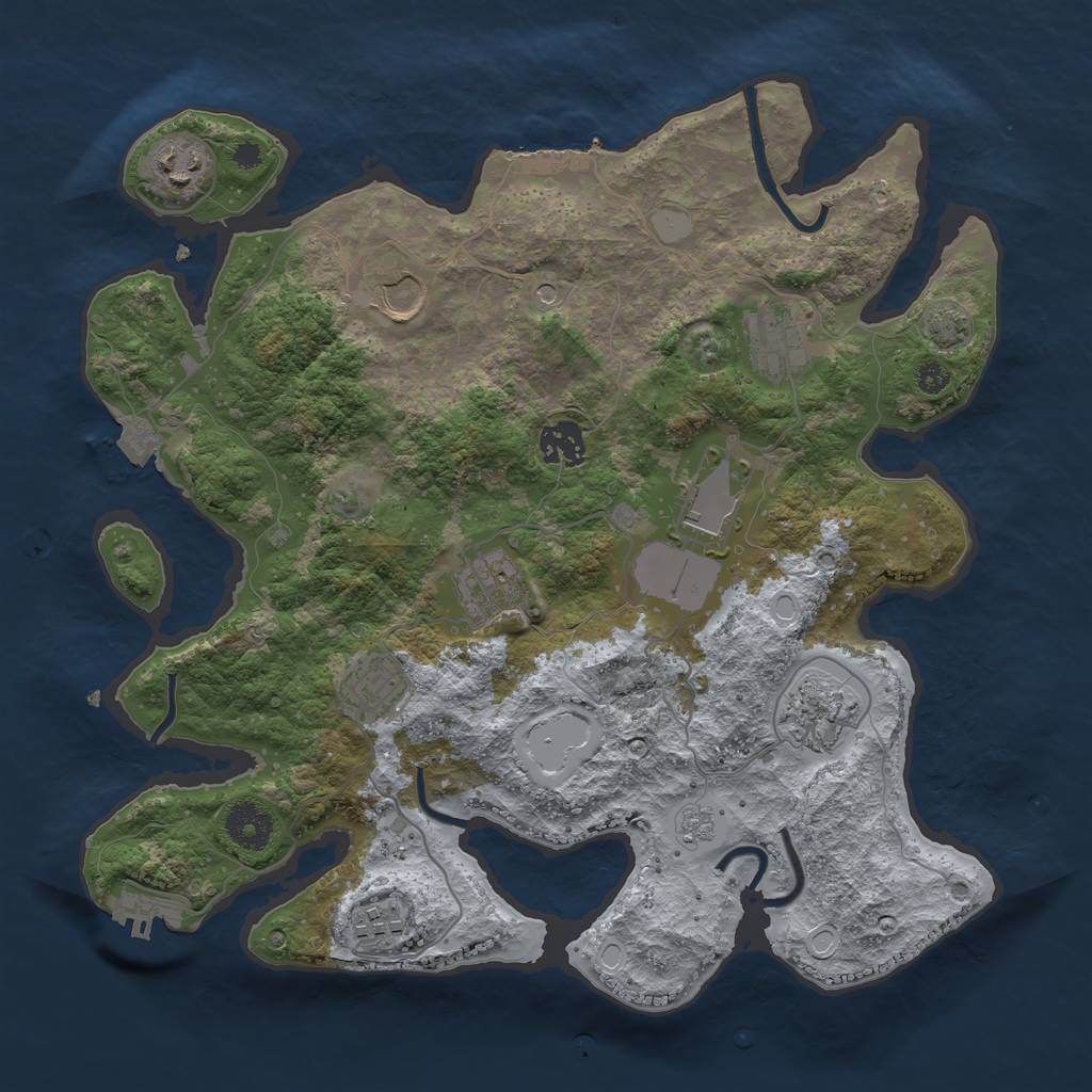 Rust Map: Procedural Map, Size: 3500, Seed: 270037818, 17 Monuments