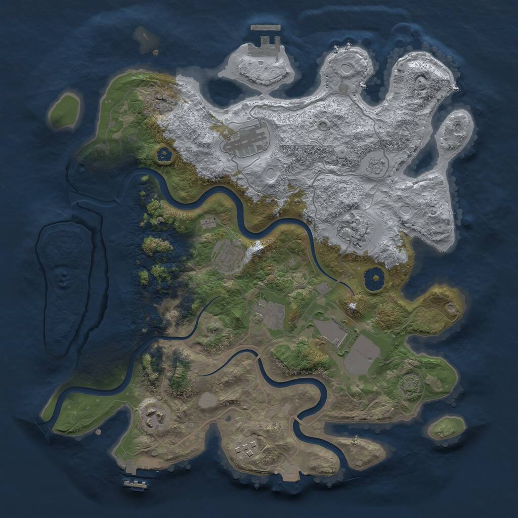 Rust Map: Procedural Map, Size: 3500, Seed: 94615803, 13 Monuments