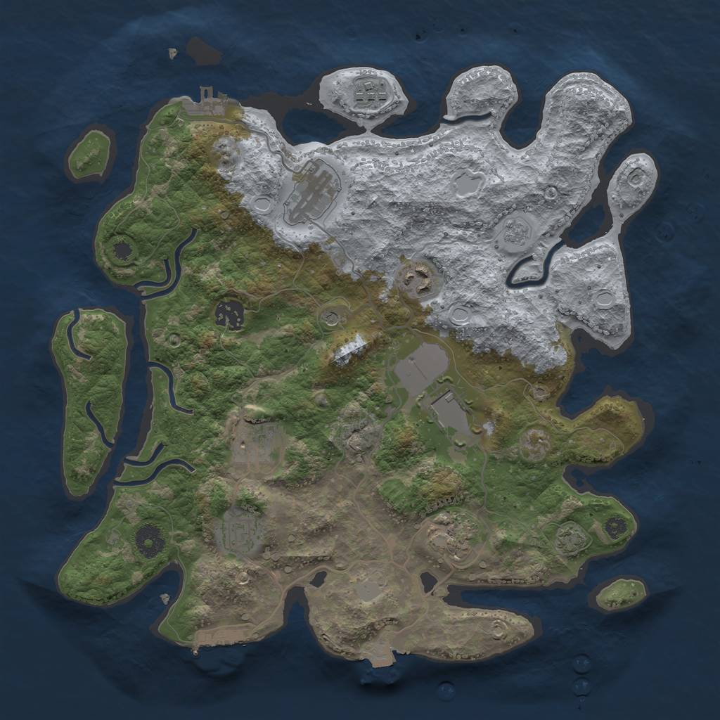 Rust Map: Procedural Map, Size: 3500, Seed: 94615803, 16 Monuments