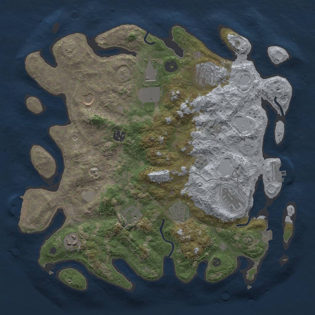 Rust Map: Procedural Map, Size: 3750, Seed: 45034718, 17 Monuments