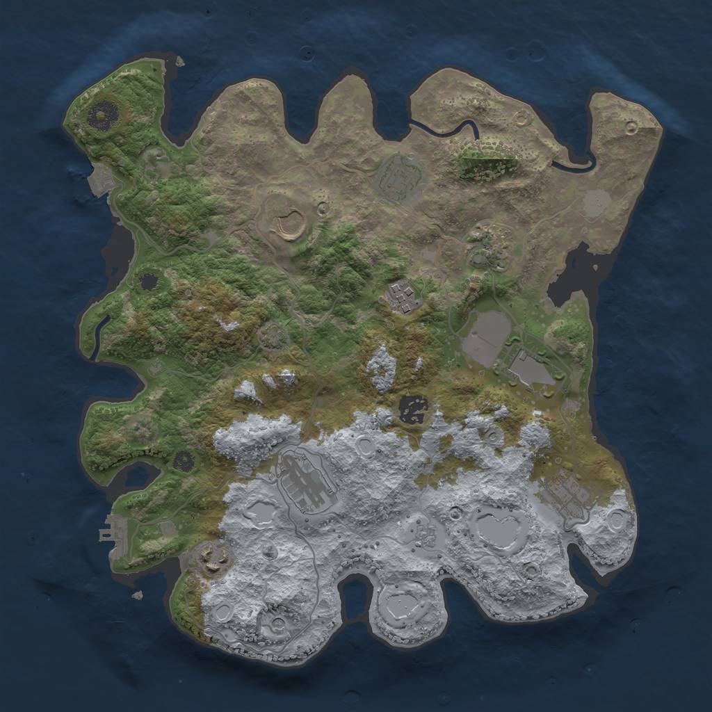 Rust Map: Procedural Map, Size: 3500, Seed: 2099366288, 16 Monuments