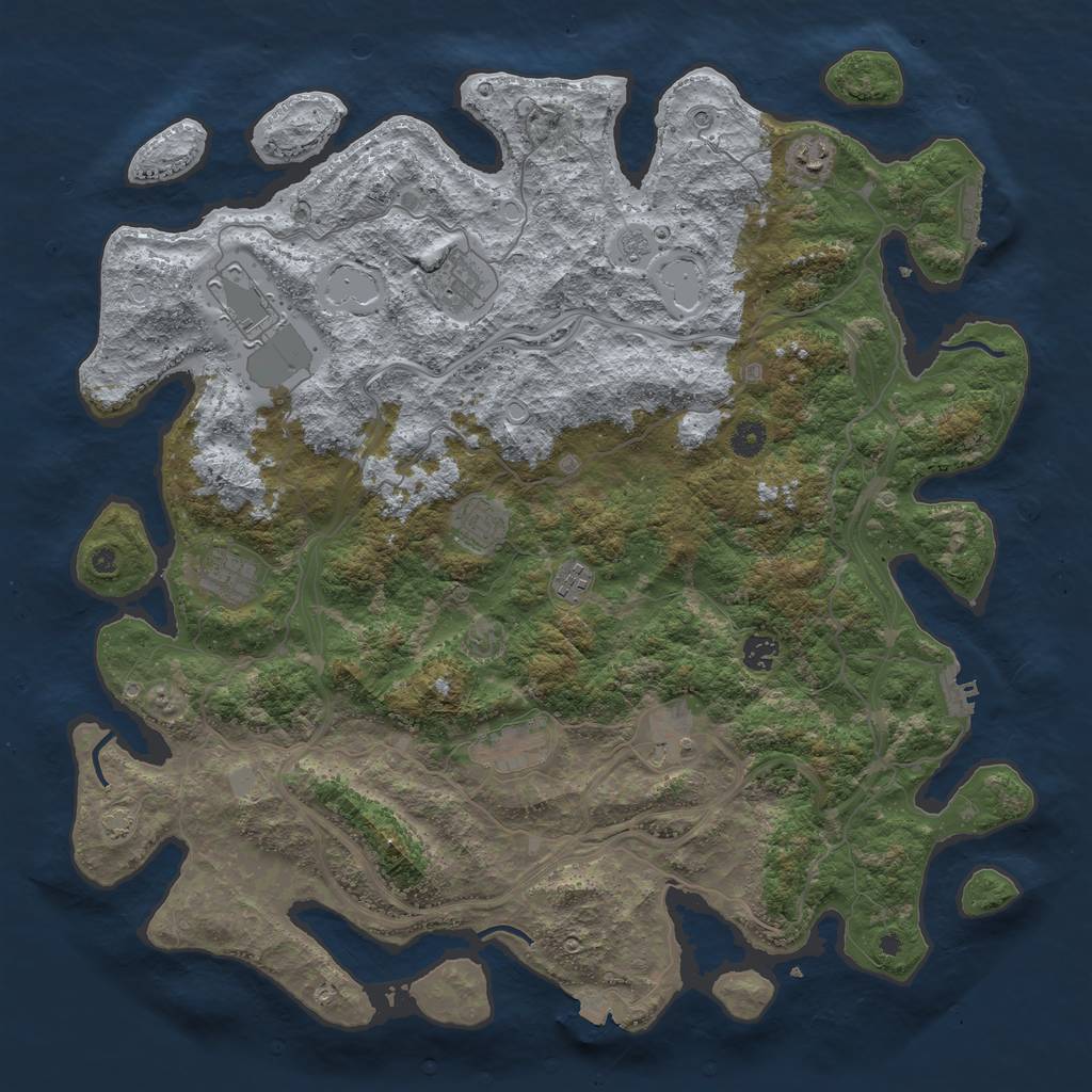 Rust Map: Procedural Map, Size: 4500, Seed: 1432560949, 17 Monuments