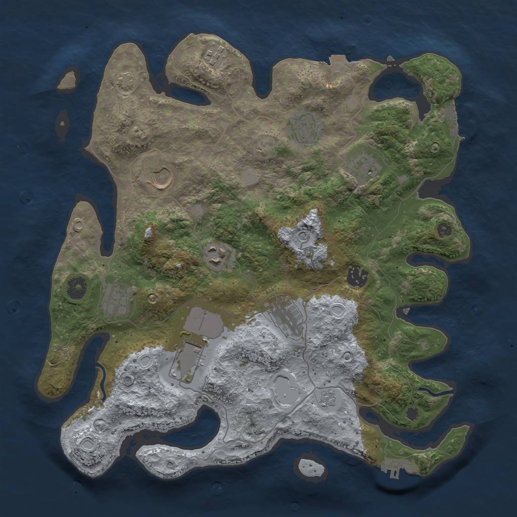 Rust Map: Procedural Map, Size: 3600, Seed: 25327174, 17 Monuments