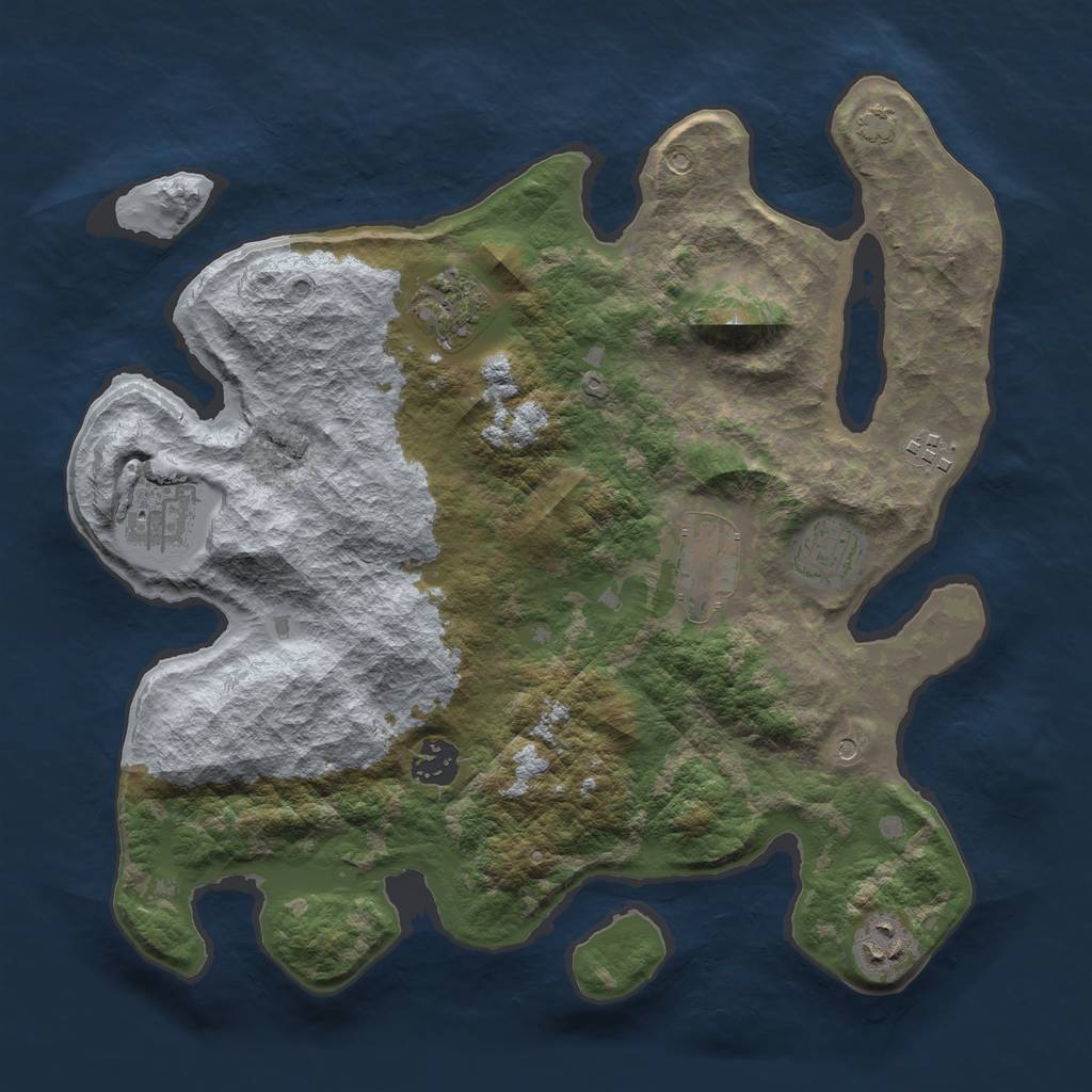 Rust Map: Barren, Size: 3450, Seed: 29889591, 11 Monuments