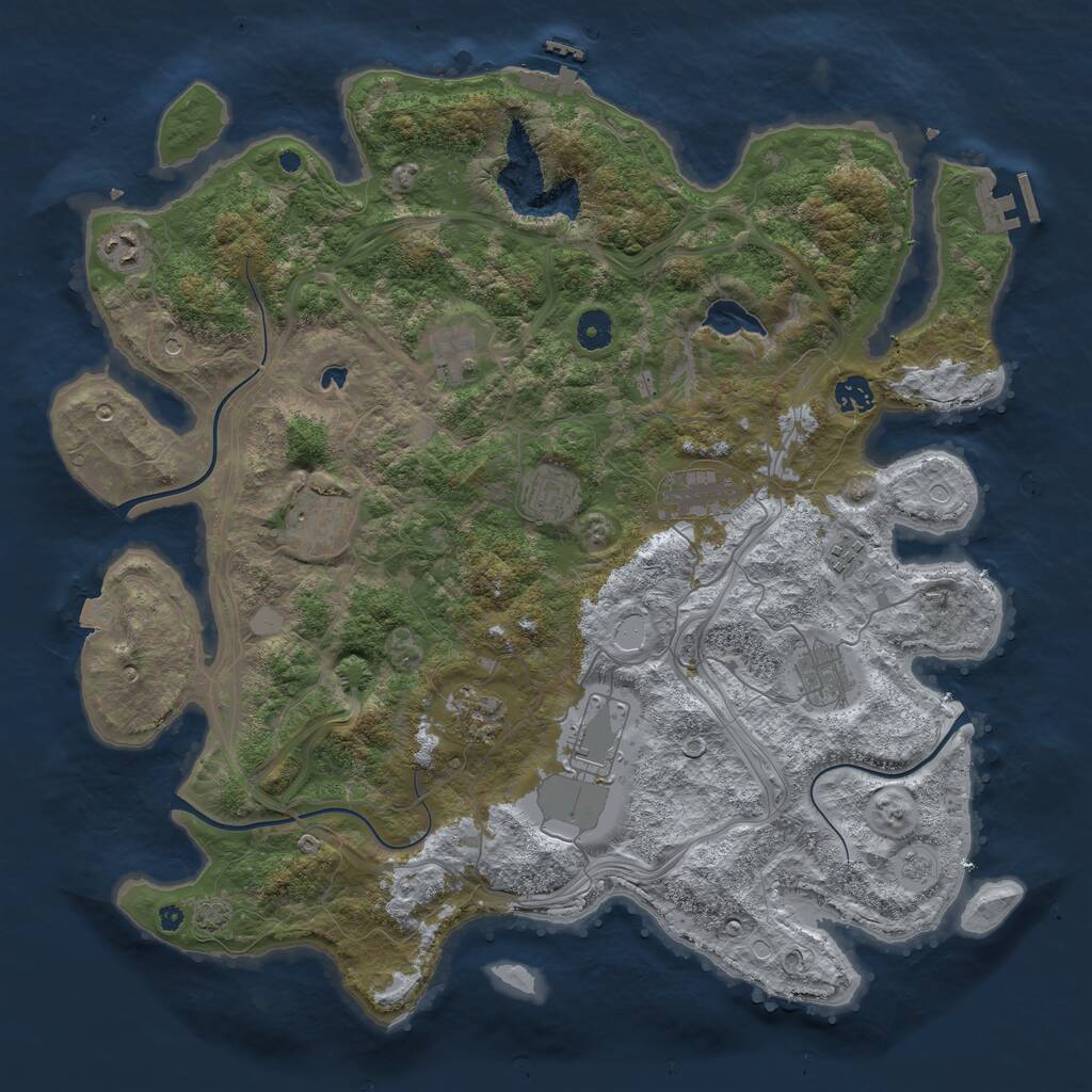 Rust Map: Procedural Map, Size: 4300, Seed: 70389639, 16 Monuments