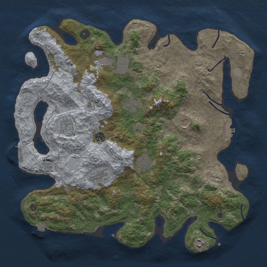 Rust Map: Procedural Map, Size: 4100, Seed: 74816300, 17 Monuments