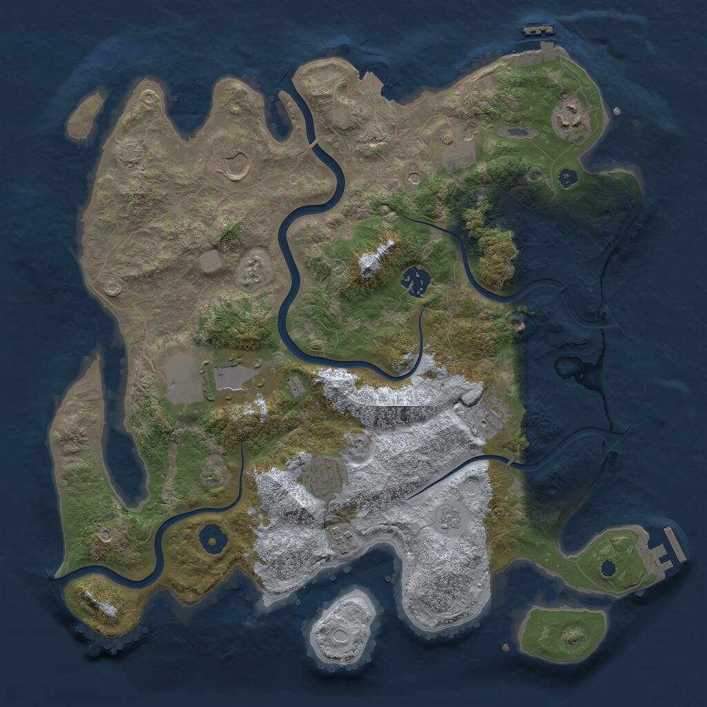 Rust Map: Procedural Map, Size: 3750, Seed: 53479811, 14 Monuments