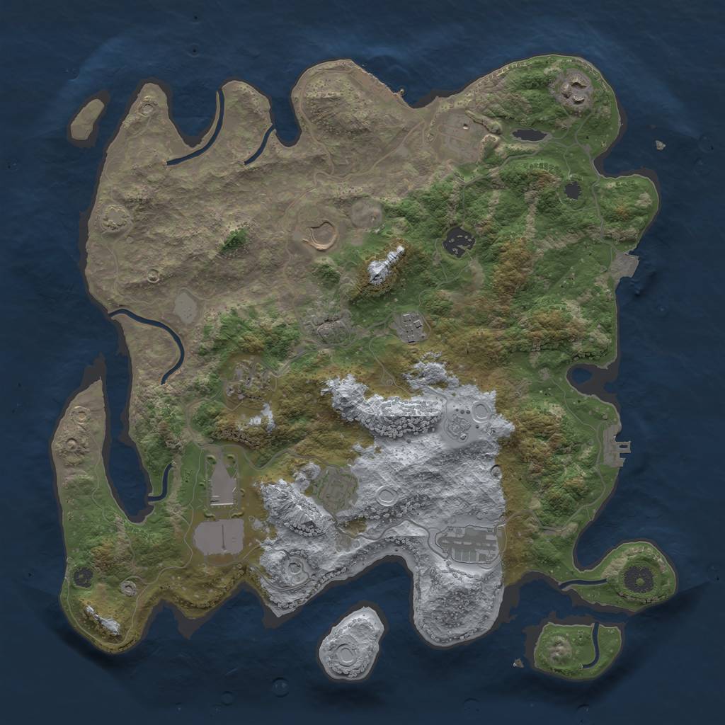 Rust Map: Procedural Map, Size: 3750, Seed: 53479811, 17 Monuments