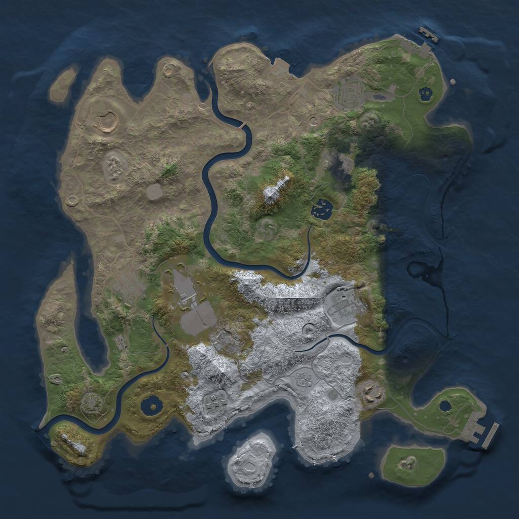 Rust Map: Procedural Map, Size: 3750, Seed: 53479811, 15 Monuments